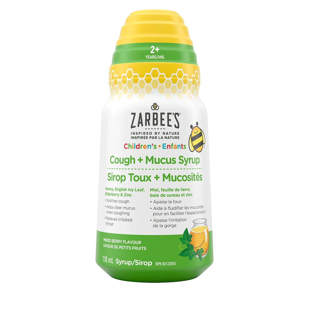 Front packaging of Zarbee’s® Children's Cough + Mucus Syrup, 118mL