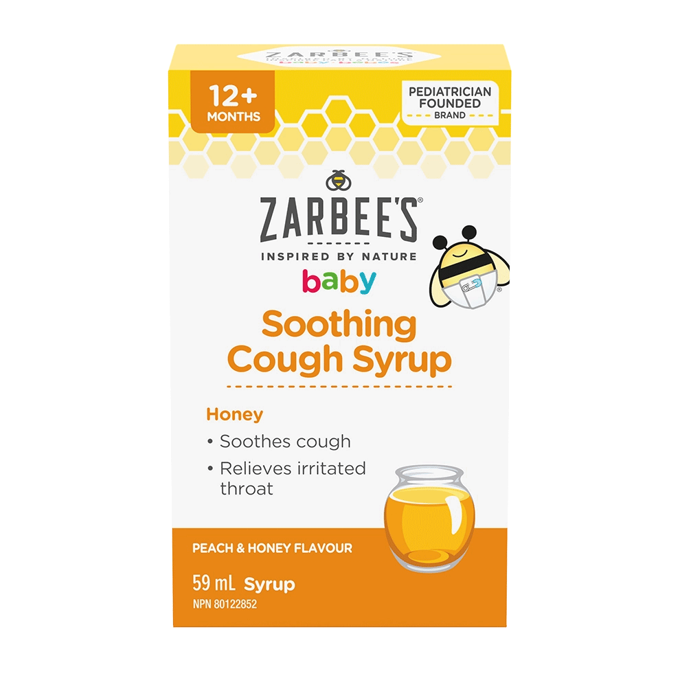 Front packaging of Zarbee’s® Baby Soothing Cough Syrup made with honey, 59mL